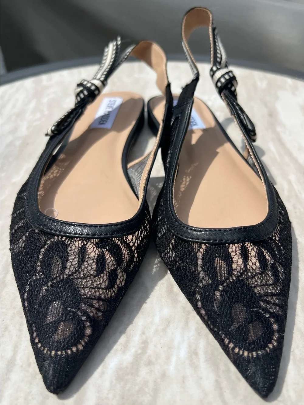 New Steve Madden Black Lace Slingback Flats in Size 6.5